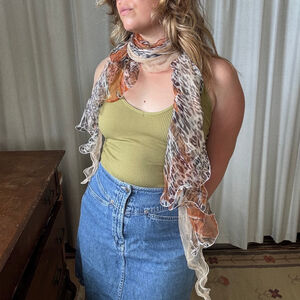 100% Silk y2K Flowy Animal Print Scarf